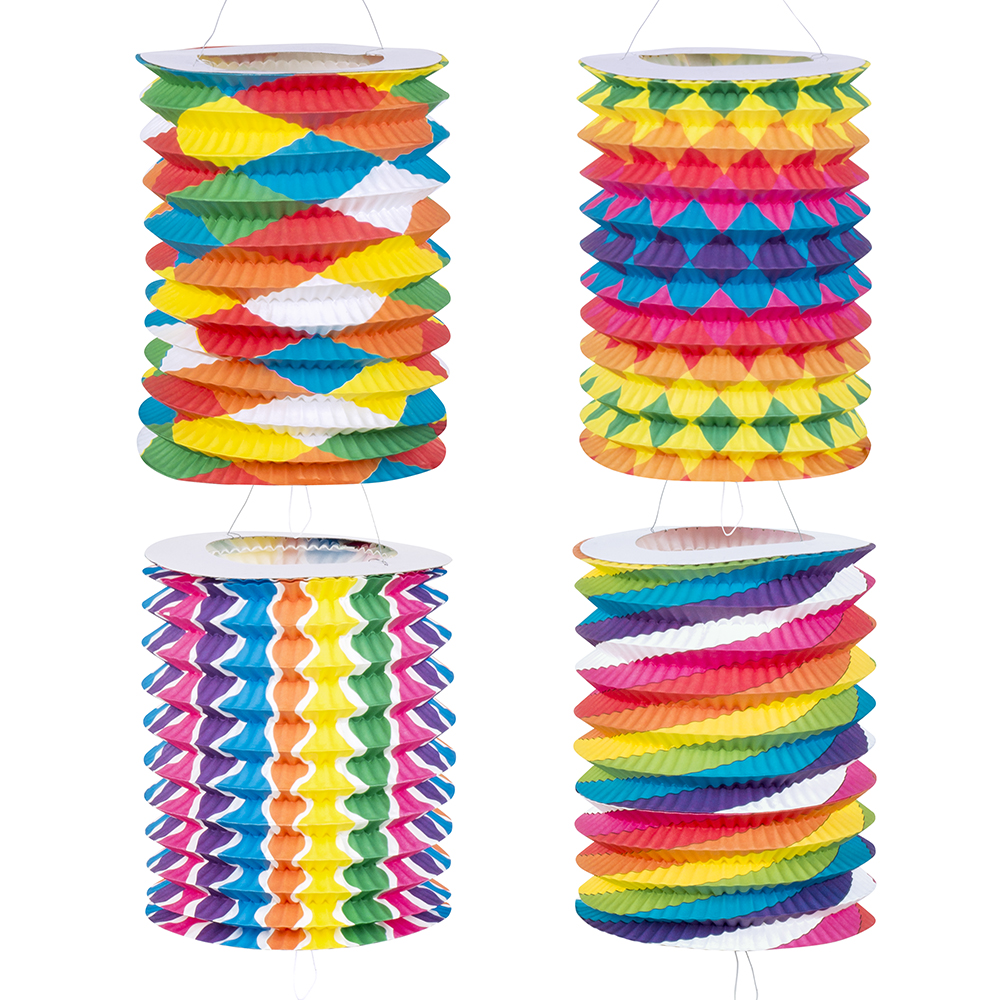 Set 12 papieren treklampionnen Fantasie 4 designs (16 cm)