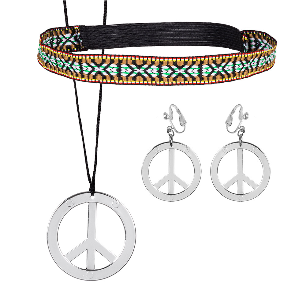 Set Hippie (hoofdband, oorbellen en ketting)