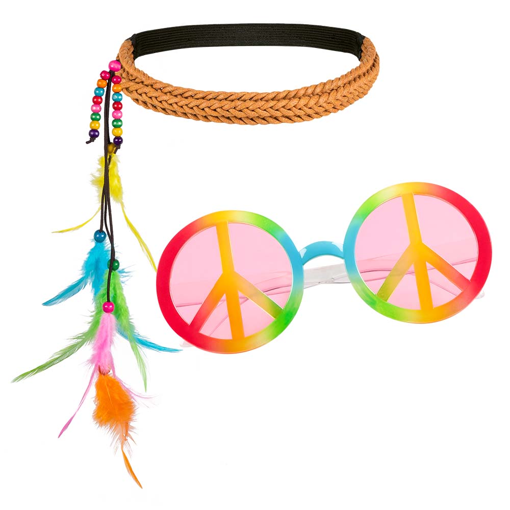 Set Hippie Bohemian (hoofdband en partybril)