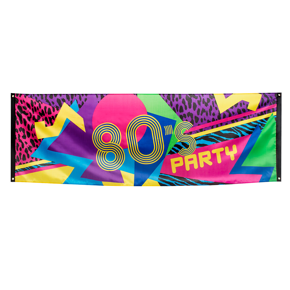 St. Polyester banner '80's party' (74 x 220 cm)