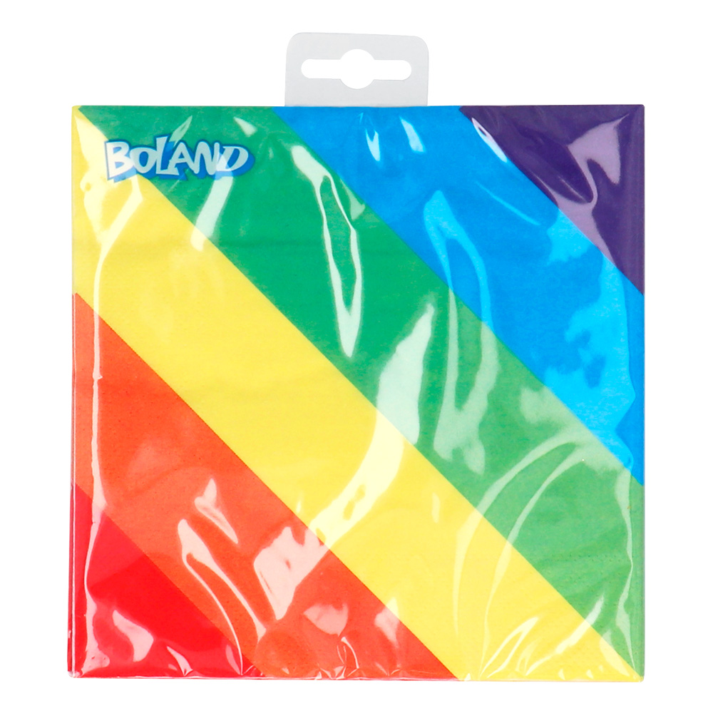 Set 20 papieren servetten Regenboog (33 x 33 cm)
