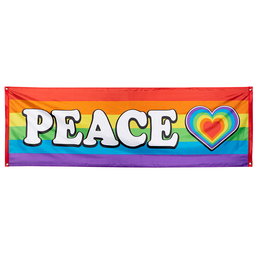 St. Polyester banner Regenboog 'PEACE' (74 x 220 cm)