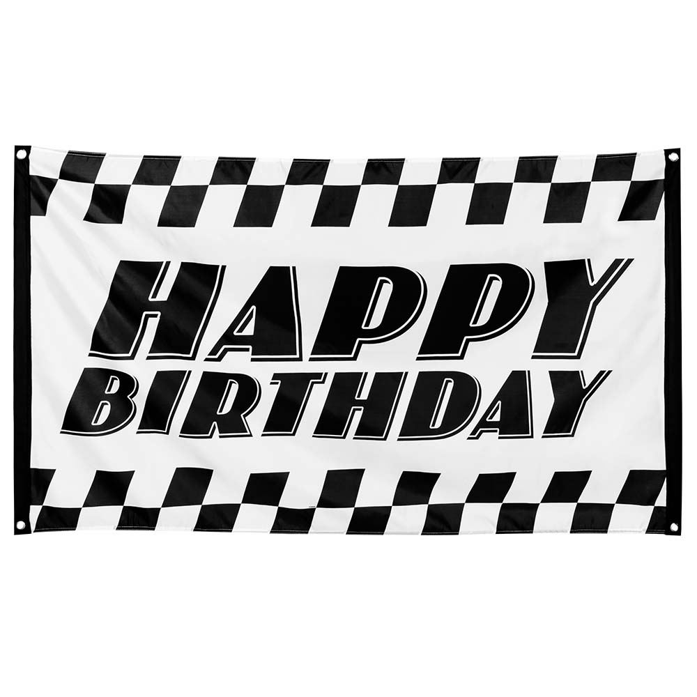 St. Polyester vlag Racing 'Happy Birthday' (90 x 150 cm)