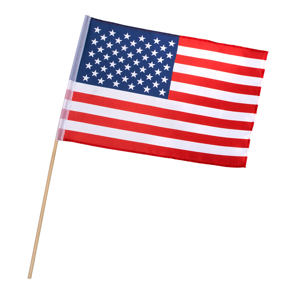 St. Polyester zwaaivlag USA (30 x 45 cm / 60 cm stok)