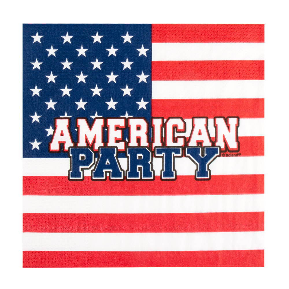 Set 20 papieren servetten 'AMERICAN PARTY' (33 x 33 cm)