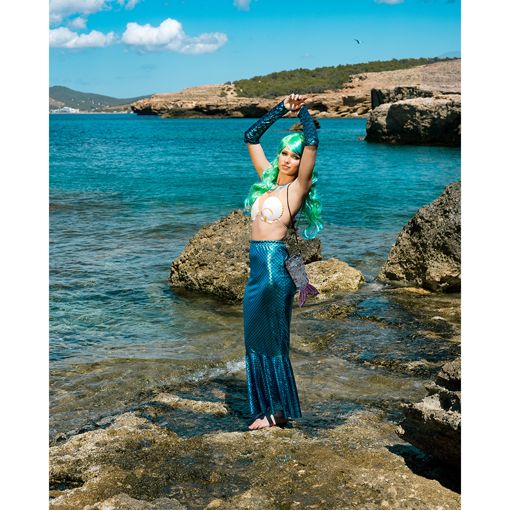 Schmink kit Zeemeermin (stencil schubben, strass steentjes, schmink stick, vetschmink, glitter gel, sponsje)