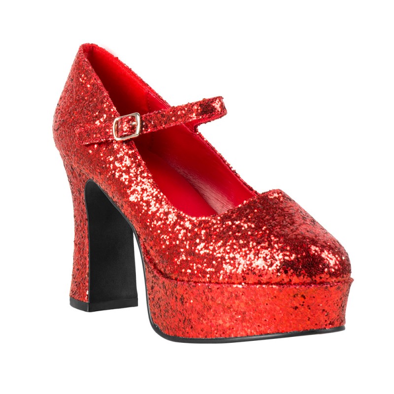 Pr. Schoenen Disco glitter rood (38)
