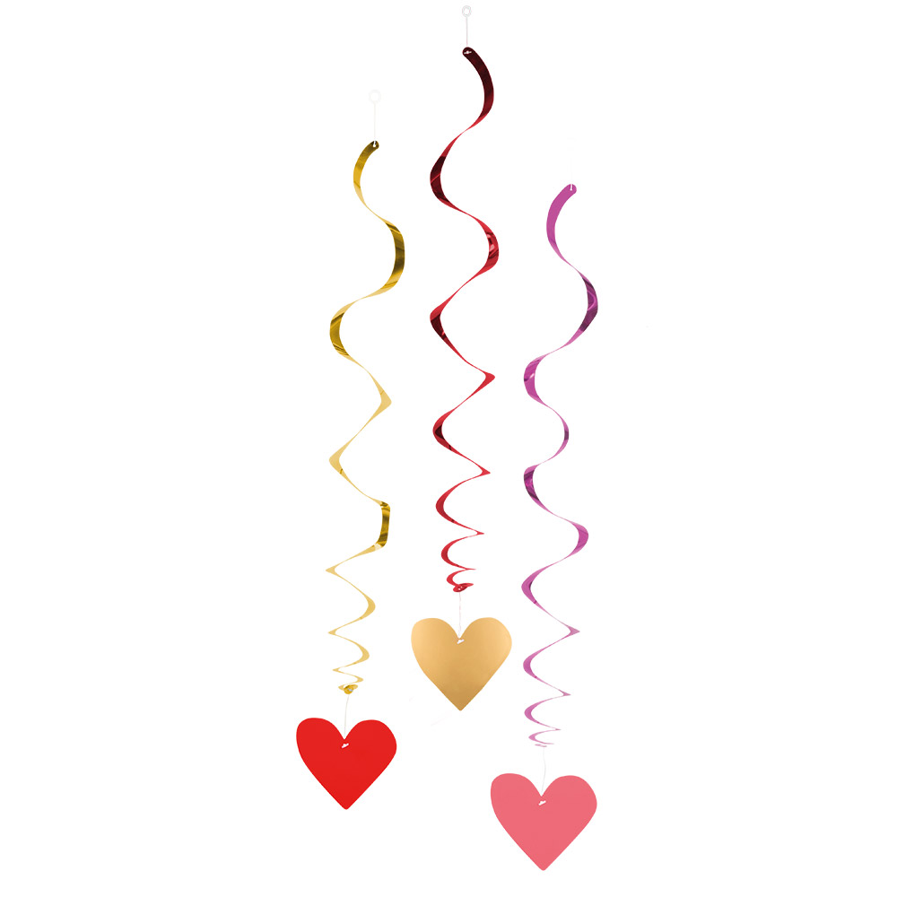 Set 3 decoratieswirls Love dubbelzijdig (85 cm)