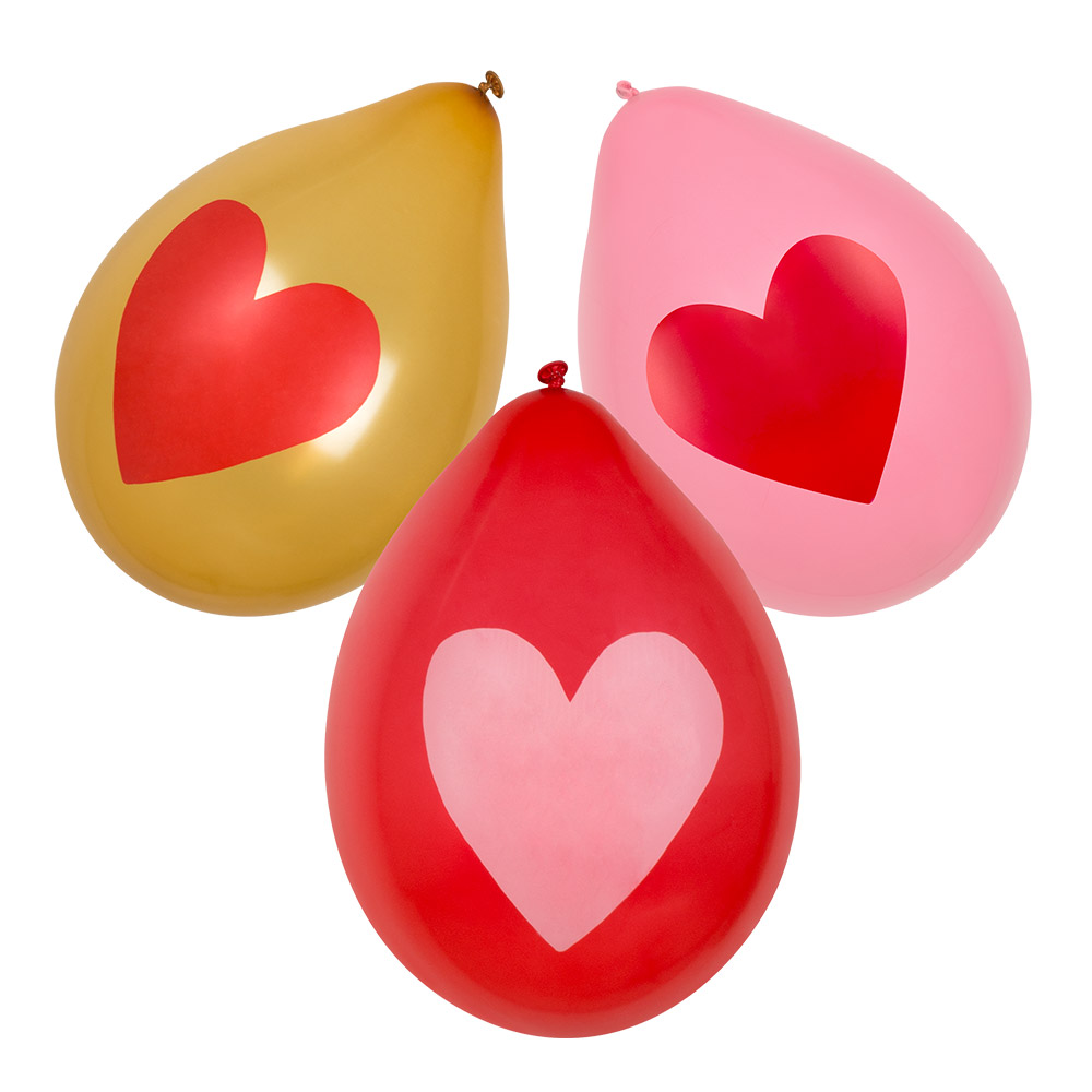 Set 6 latex ballonnen Liefde 3 kleuren dubbelzijdig (Ø 25 cm)