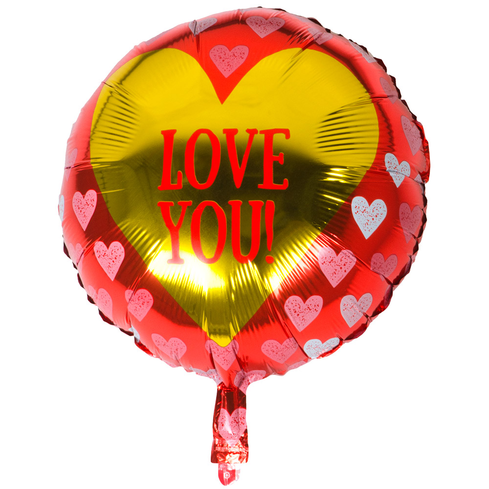 St. Folieballon 'LOVE YOU!' dubbelzijdig (Ø 45 cm)