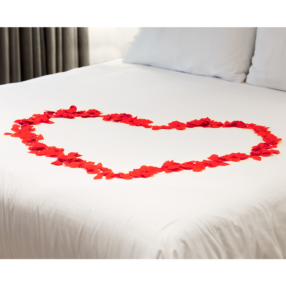 Koker polyester rozenblaadjes rood