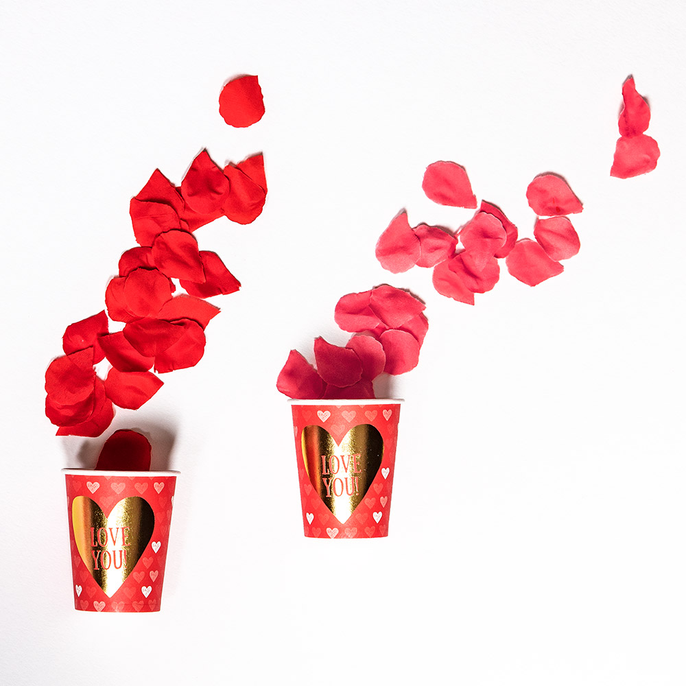 Koker polyester rozenblaadjes roze