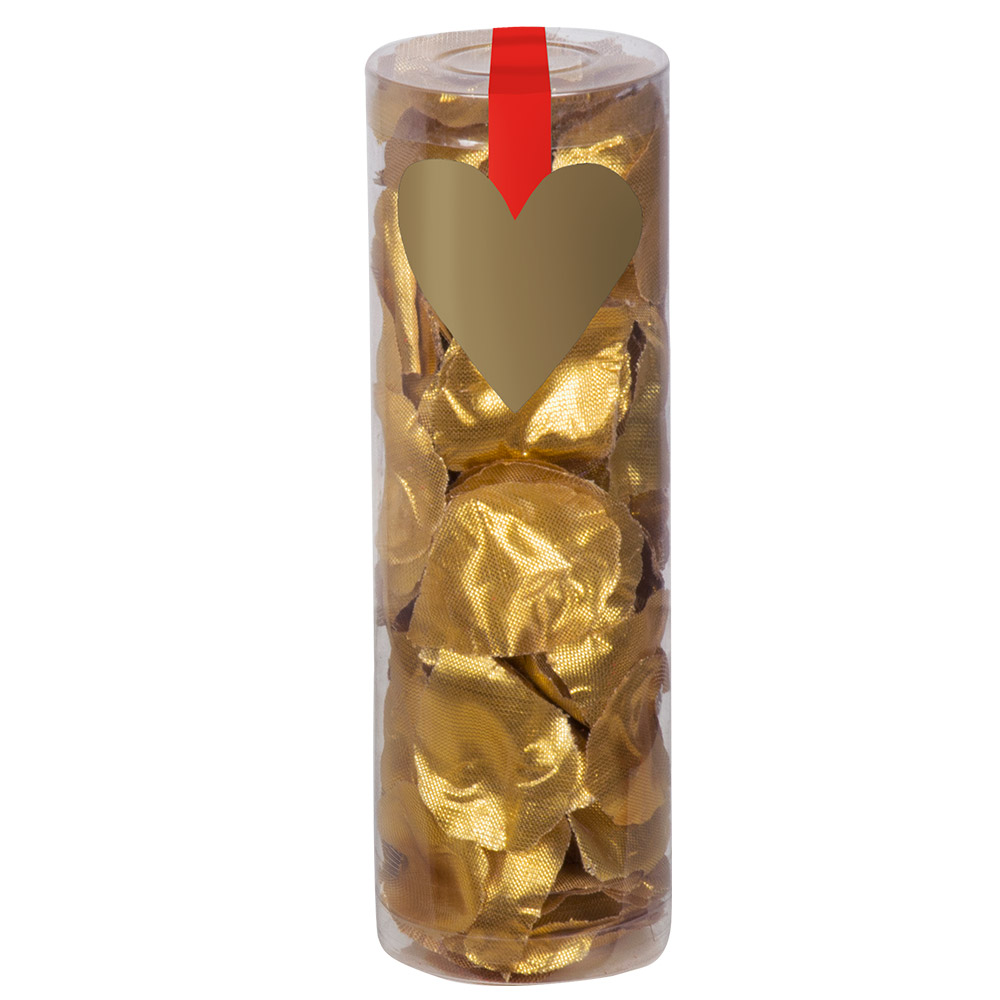 Koker polyester rozenblaadjes goud