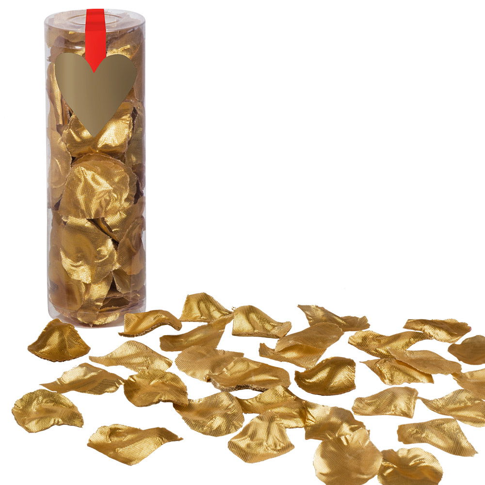 Koker polyester rozenblaadjes goud