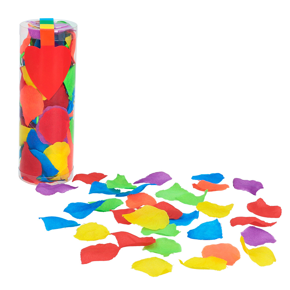 Koker polyester rozenblaadjes regenboog