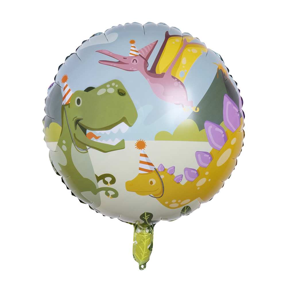 Folieballon Dino party dubbelzijdig (Ø 45 cm)