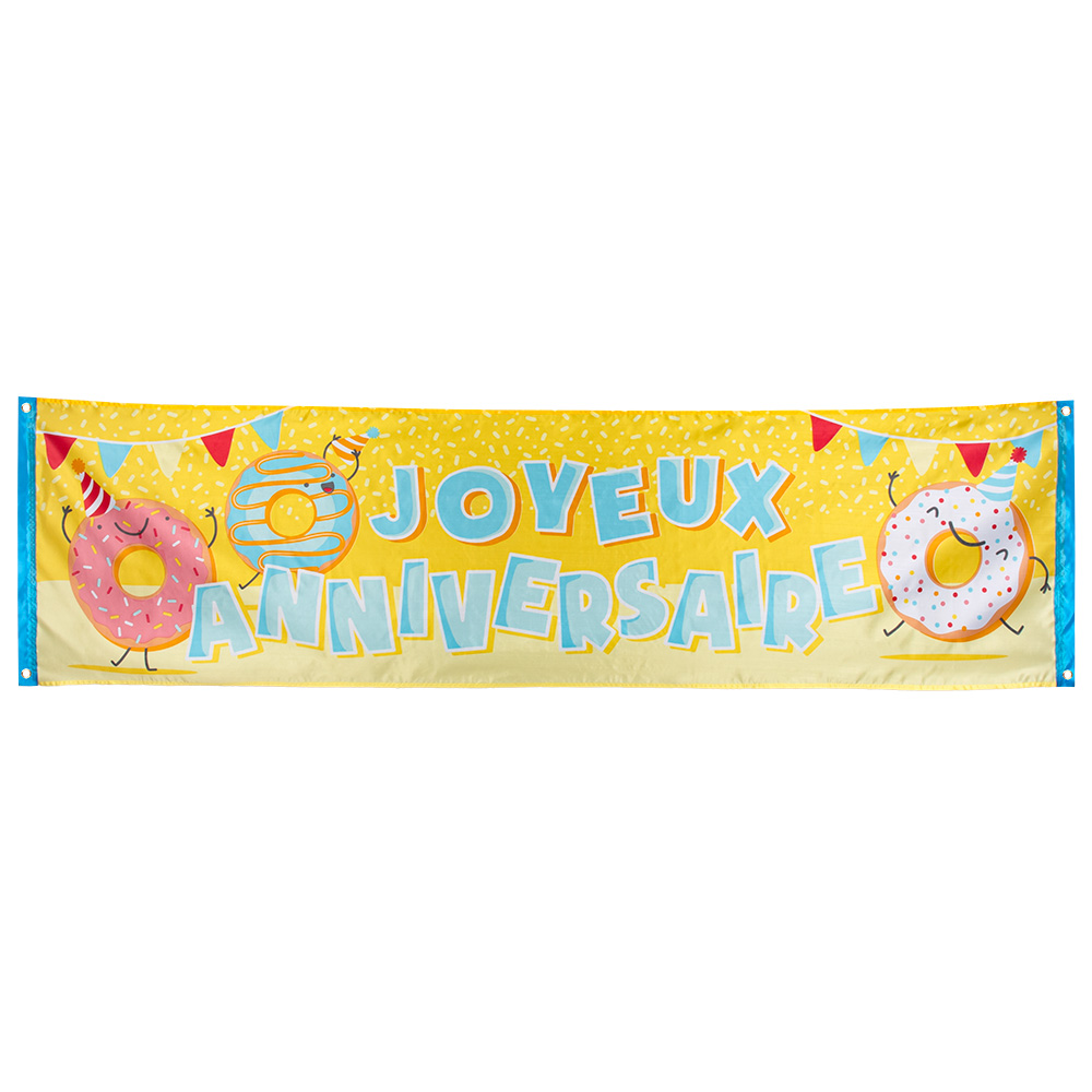 St. Polyester banner Donut 'Joyeux Anniversaire' (50 x 180 cm)