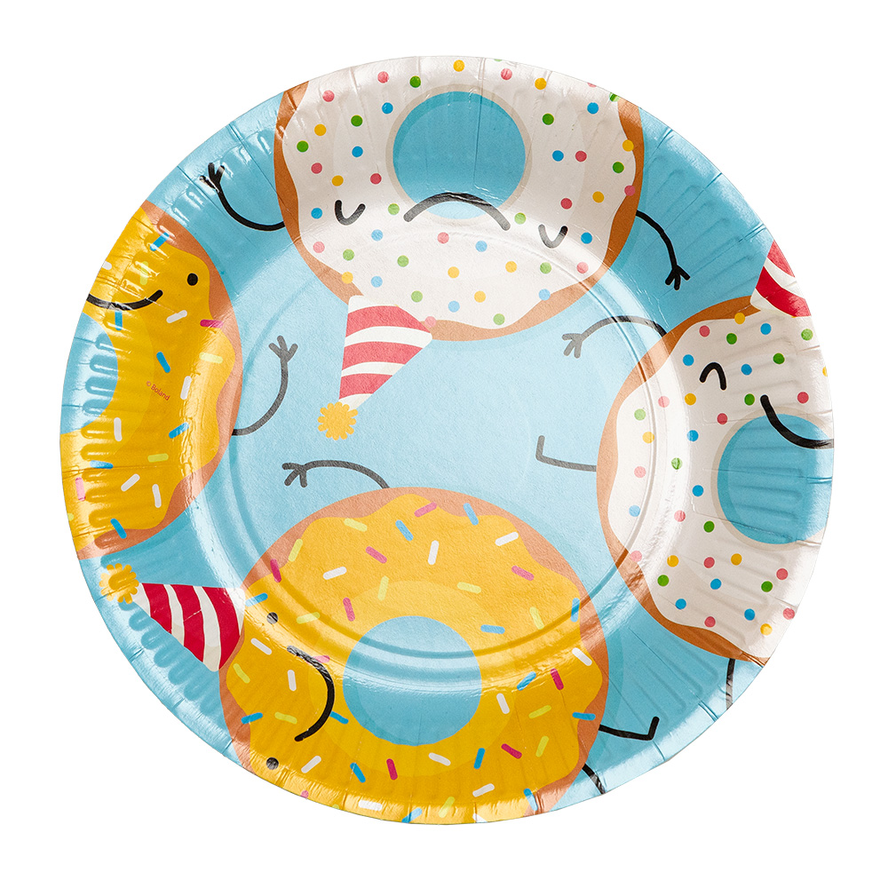 Set 8 papieren bordjes Donut (Ø 23 cm)