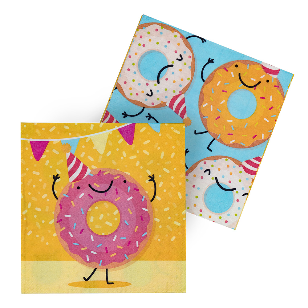 Set 20 papieren servetten Donut (33 x 33 cm)