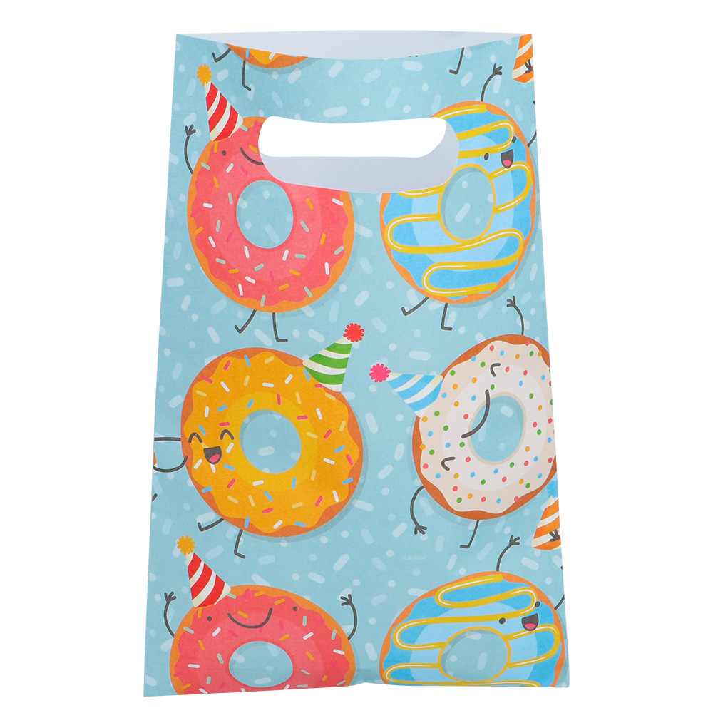 Set 10 papieren feestzakjes Donut (23 x 15 cm)