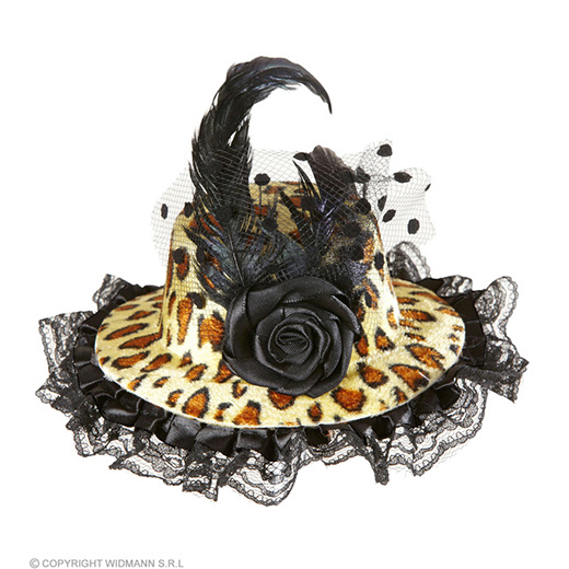 minihoedjes luipaard met rose tuel en veren