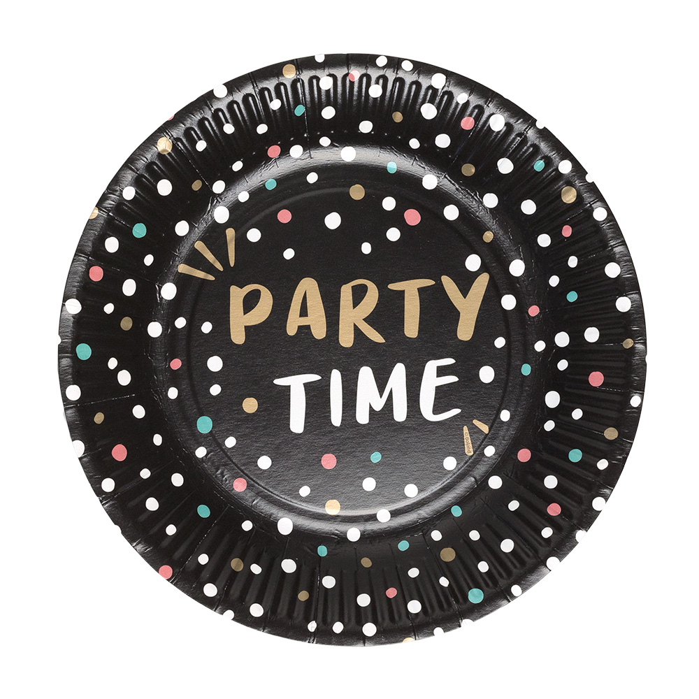 Set 8 papieren bordjes 'Party Time' (23 cm)