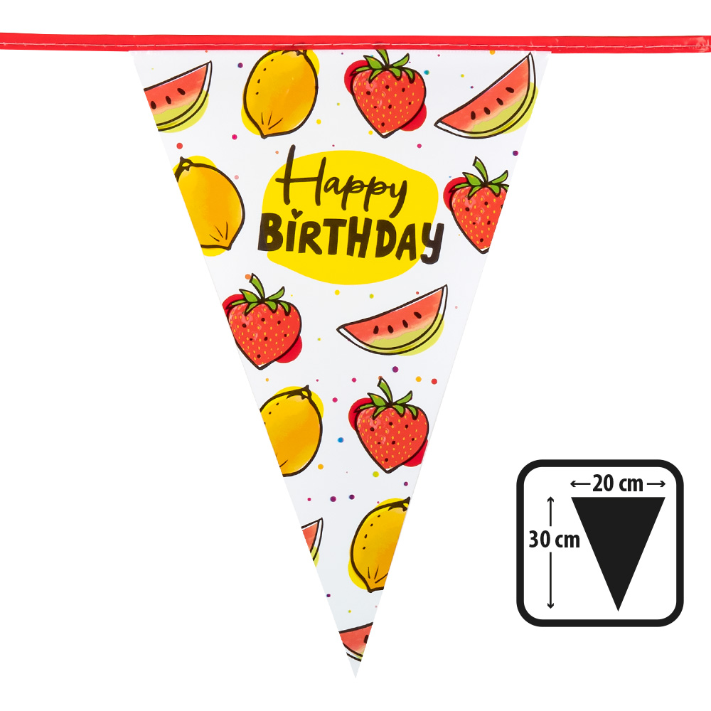 St. PE vlaggenlijn Fruit 'Happy Birthday' (30 x 20 cm)(6 m)