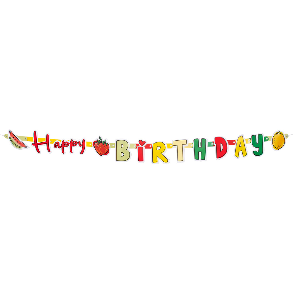 St. Kartonnen letterslinger Fruit 'Happy Birthday' (300 cm)