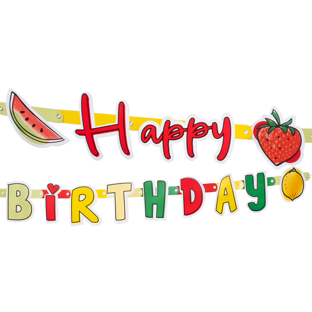 St. Kartonnen letterslinger Fruit 'Happy Birthday' (300 cm)