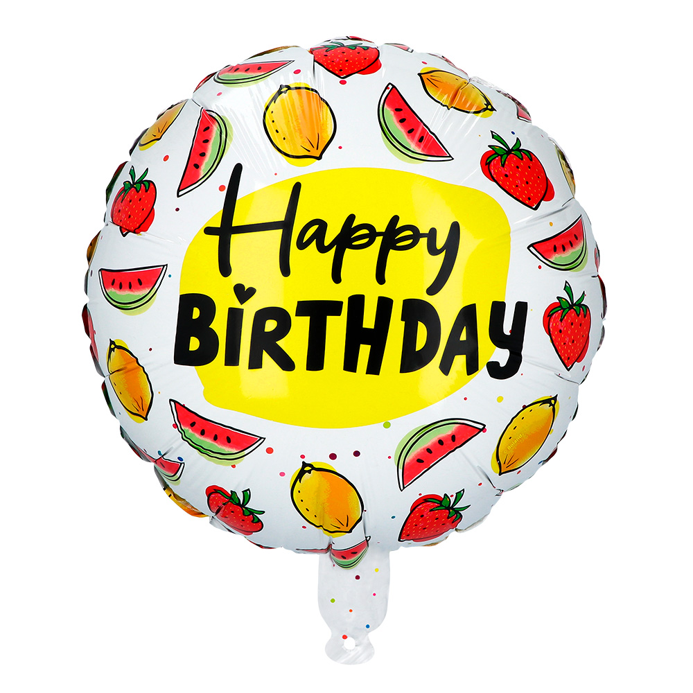 St. Folieballon Fruit 'Happy Birthday' dubbelzijdig (45 cm)