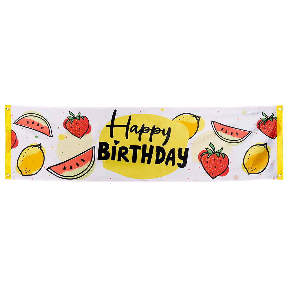 St. Polyester banner Fruit 'Happy Birthday' (50x180 cm)
