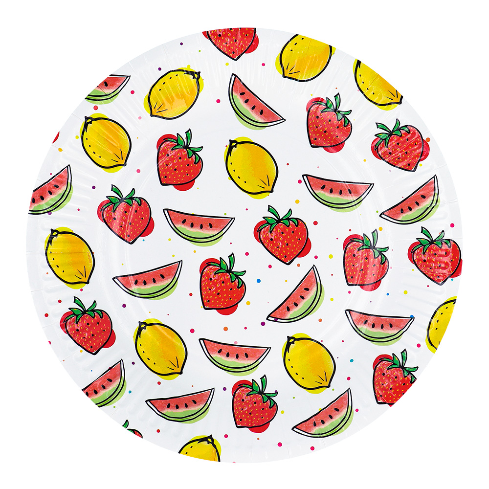 Set 8 papieren bordjes Fruit (23 cm)