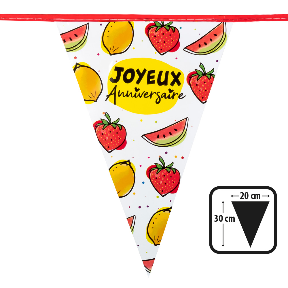 St. PE vlaggenlijn Fruit 'Joyeux Anniversaire' (30 x 20 cm)(6 m)