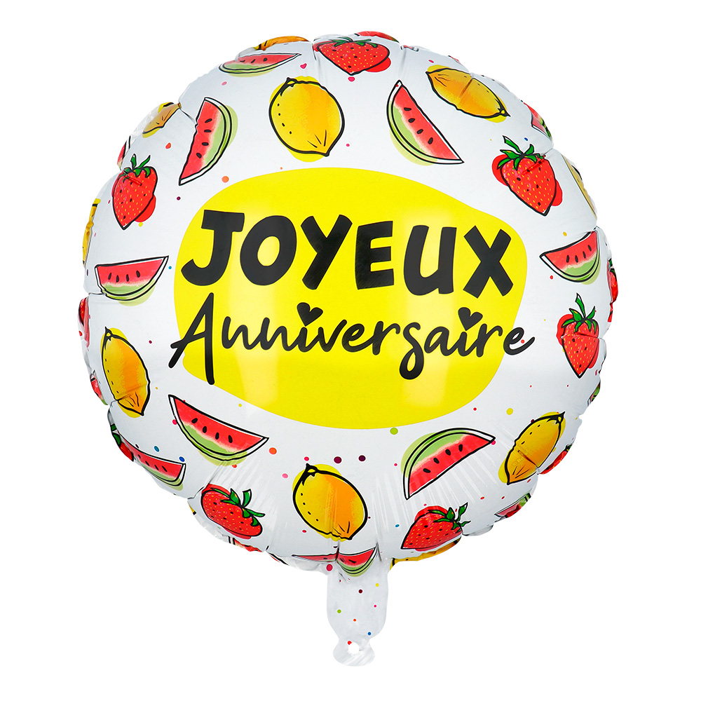St. Folieballon Fruit 'Joyeux Anniversaire' dubbelzijdig (45 cm)