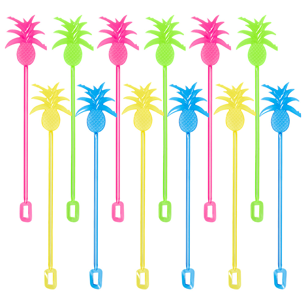 Set 12 roerstokjes Ananas 4 kleuren (23.5 cm)