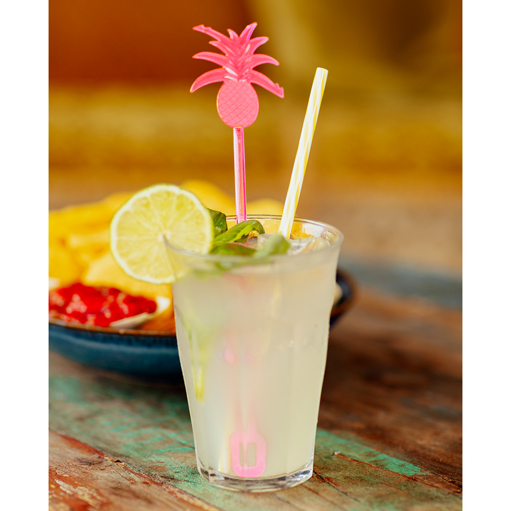 Set 12 roerstokjes Ananas 4 kleuren (23.5 cm)