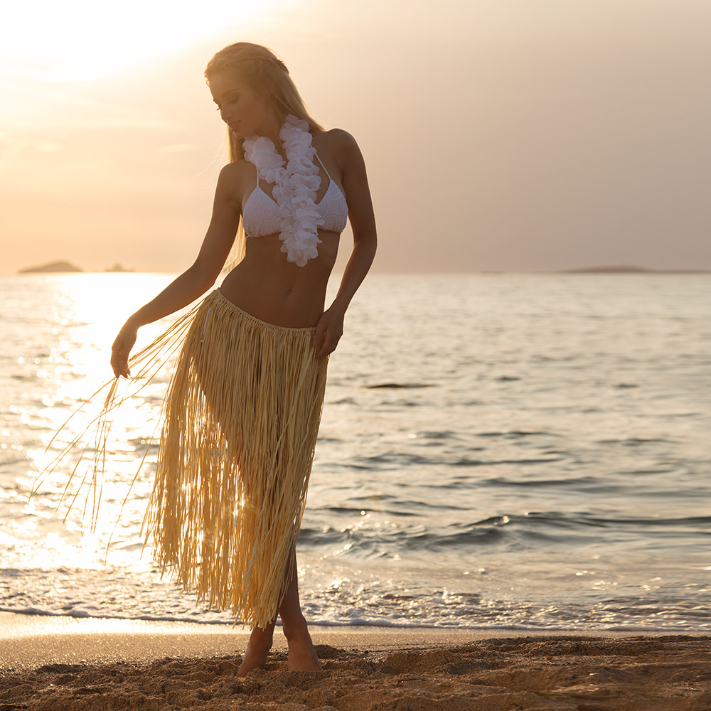 Hawaïrokje Raffia naturel (80 cm)