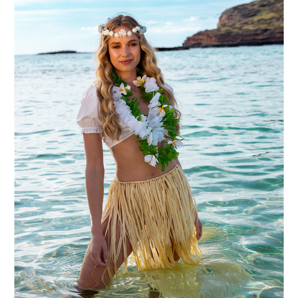 Hawaïrokje Raffia naturel (80 cm)