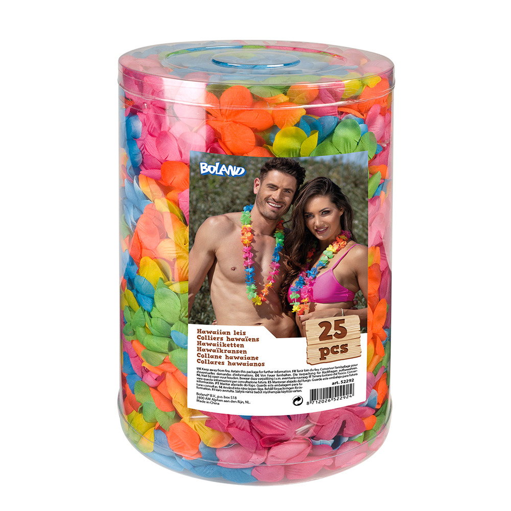 Set 25 hawaïkransen veelkleurig