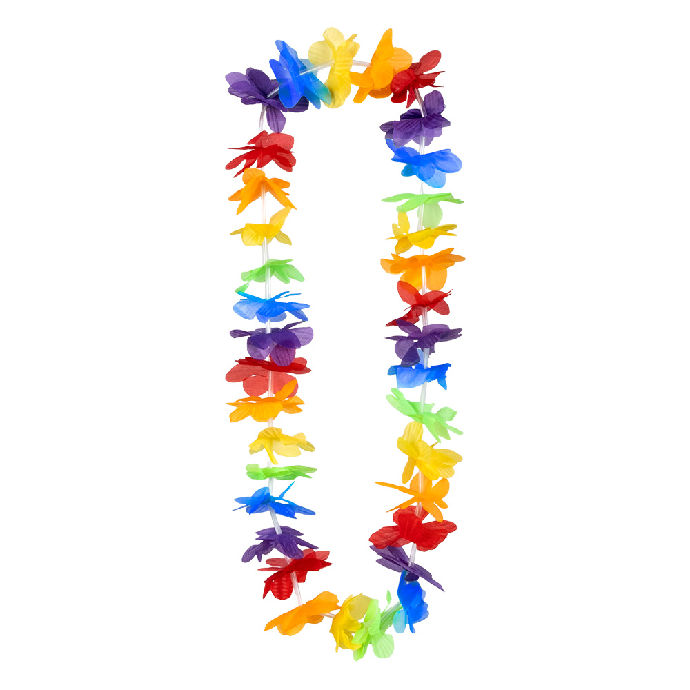 Hawaïset Rainbow (hoofdband, hawaïkrans en 2 armbanden)
