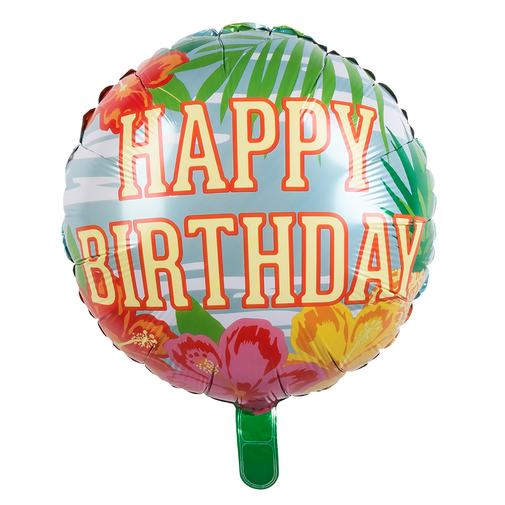 St. Folieballon Paradise 'Happy Birthday' dubbelzijdig (Ø 45 cm)