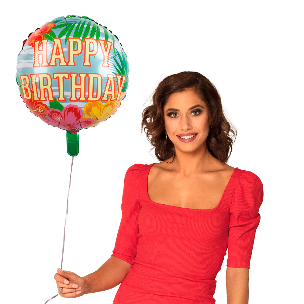 St. Folieballon Paradise 'Happy Birthday' dubbelzijdig (Ø 45 cm)