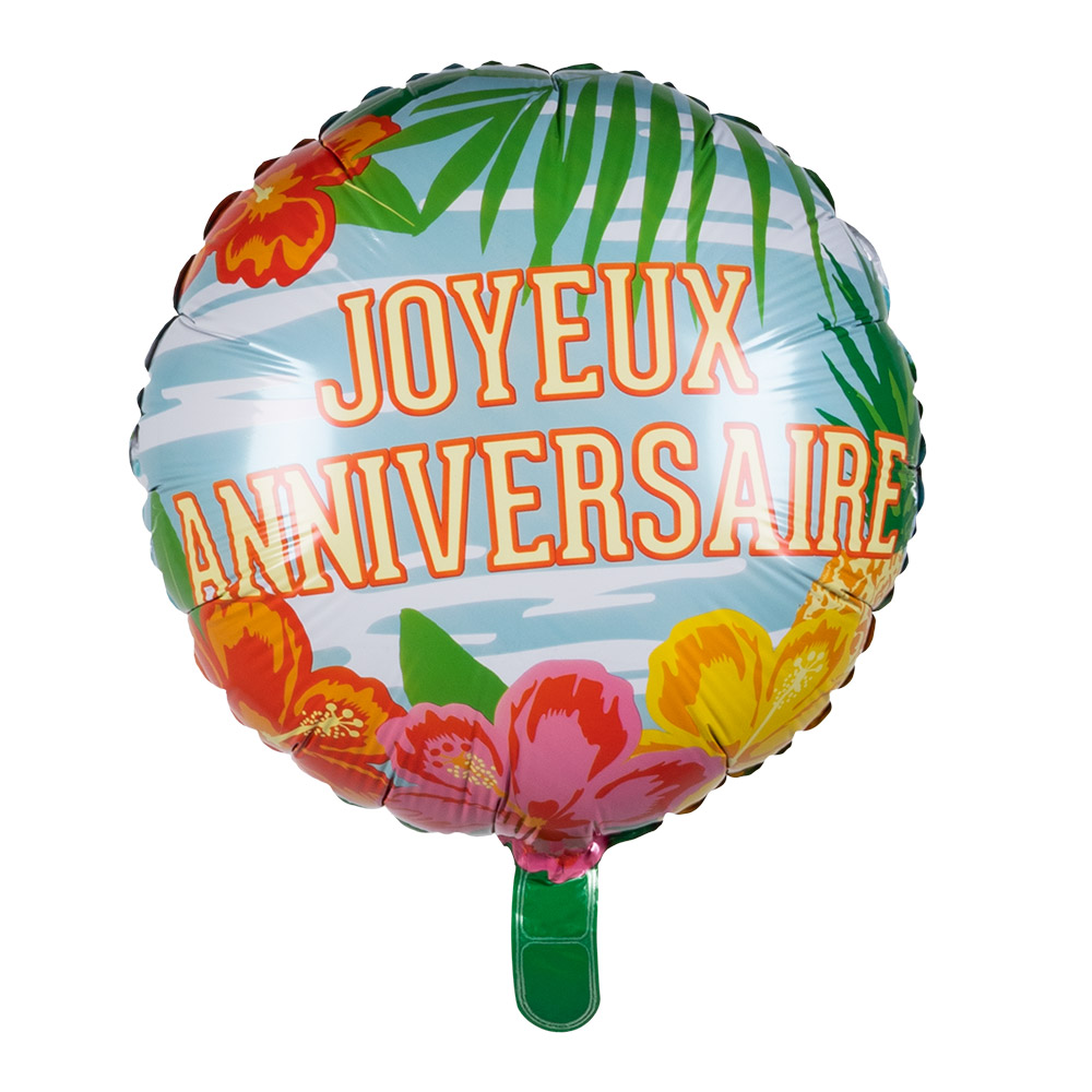 St. Folieballon Paradise 'Joyeux Anniversaire' dubbelzijdig (Ø 45 cm)