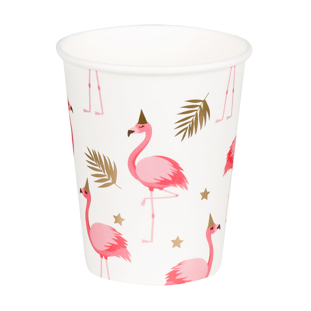 Set 10 papieren bekertjes Flamingo (25 cl)