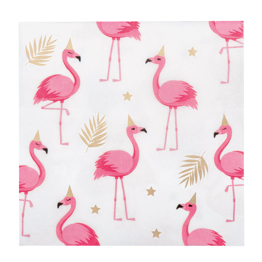 Set 20 papieren Servetten Flamingo (33 x 33 cm)