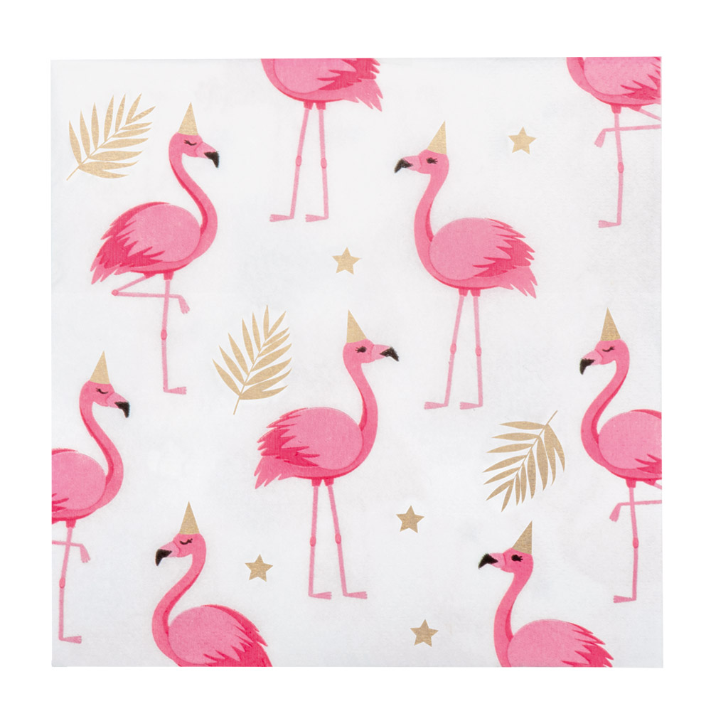 Set 20 papieren servetten Flamingo (33 x 33 cm)