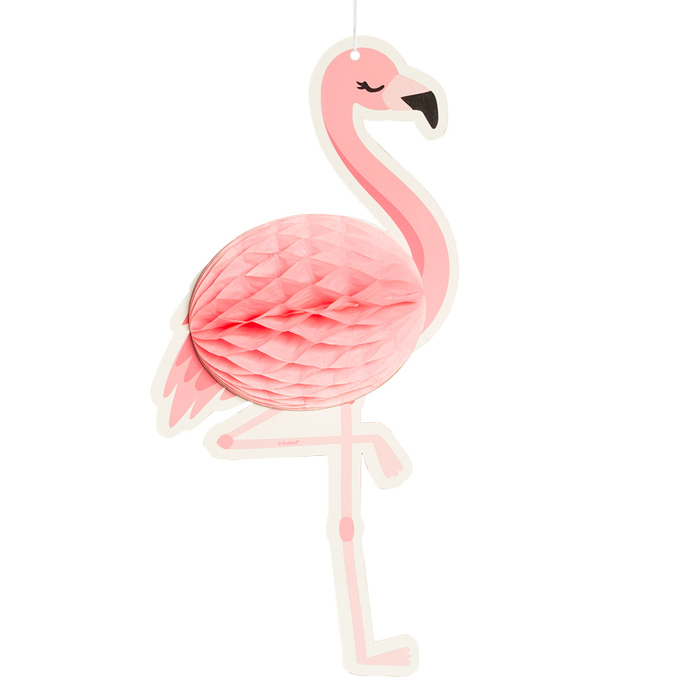 Honingraatdecoratie Flamingo dubbelzijdig (27 x 14 cm)