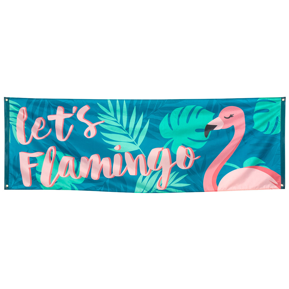 Polyester banner 'Let's flamingo' (74 x 220 cm)