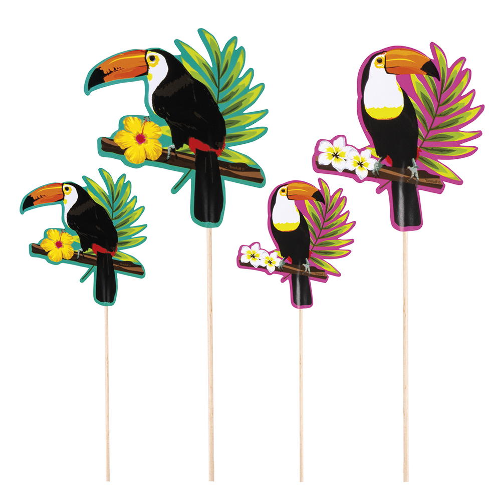 Set 4 cocktailprikkers Toekan (2 x 17,5 en 2 x 25 cm)