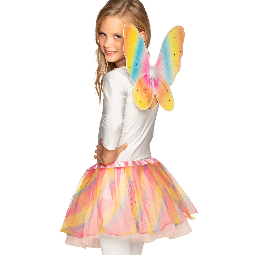 Set Regenboogfee (vleugels en tutu)